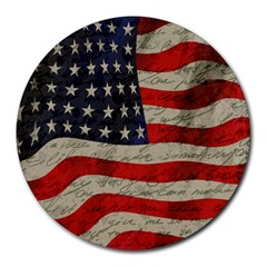 Vintage American Flag Round Mousepads by Valentinaart