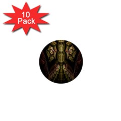 Fractal Abstract Patterns Gold 1  Mini Buttons (10 Pack)  by Simbadda