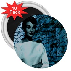 Audrey Hepburn 3  Magnets (10 Pack)  by Valentinaart