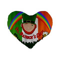 St  Patricks Day  Standard 16  Premium Flano Heart Shape Cushions by Valentinaart