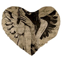 Vintage Angel Large 19  Premium Flano Heart Shape Cushions by Valentinaart