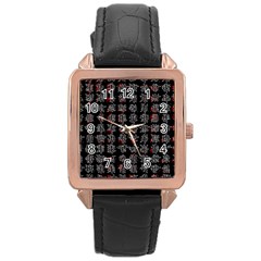 Chinese Characters Rose Gold Leather Watch  by Valentinaart
