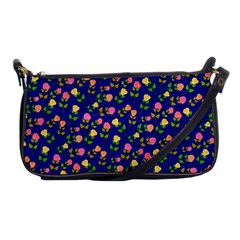 Flowers Roses Floral Flowery Blue Background Shoulder Clutch Bags