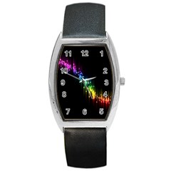 Illustrations Black Colorful Line Purple Yellow Pink Barrel Style Metal Watch