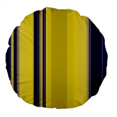 Yellow Blue Background Stripes Large 18  Premium Round Cushions by Simbadda