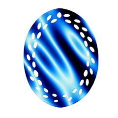 Grunge Blue White Pattern Background Ornament (oval Filigree) by Simbadda