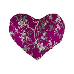 Floral Pattern Background Standard 16  Premium Flano Heart Shape Cushions by Simbadda