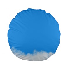 Blue Sky Clouds Day Standard 15  Premium Round Cushions by Simbadda