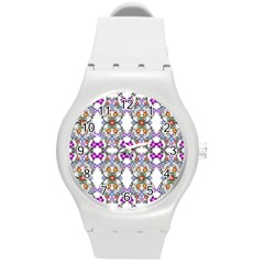 Floral Ornament Baby Girl Design Round Plastic Sport Watch (m) by Simbadda