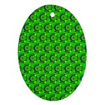 Green Abstract Art Circles Swirls Stars Ornament (Oval)