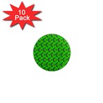 Green Abstract Art Circles Swirls Stars 1  Mini Magnet (10 pack) 