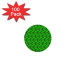 Green Abstract Art Circles Swirls Stars 1  Mini Buttons (100 pack) 