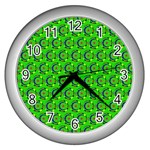 Green Abstract Art Circles Swirls Stars Wall Clocks (Silver) 