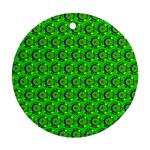 Green Abstract Art Circles Swirls Stars Round Ornament (Two Sides)