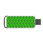 Green Abstract Art Circles Swirls Stars Portable USB Flash (One Side)