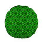 Green Abstract Art Circles Swirls Stars Standard 15  Premium Flano Round Cushions