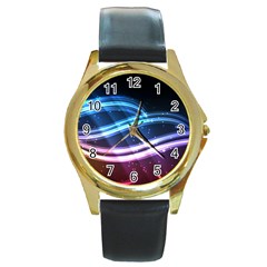 Illustrations Color Purple Blue Circle Space Round Gold Metal Watch