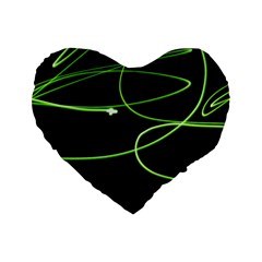 Light Line Green Black Standard 16  Premium Flano Heart Shape Cushions by Alisyart