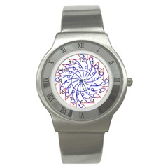 Line  Red Blue Circle Stainless Steel Watch