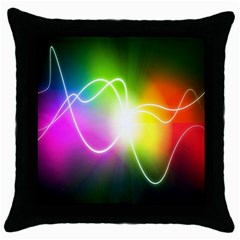 Lines Wavy Ight Color Rainbow Colorful Throw Pillow Case (black)