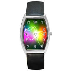 Lines Wavy Ight Color Rainbow Colorful Barrel Style Metal Watch