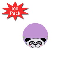 Panda Happy Birthday Pink Face Smile Animals Flower Purple Green 1  Mini Buttons (100 Pack) 