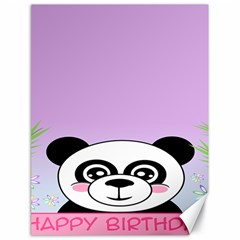 Panda Happy Birthday Pink Face Smile Animals Flower Purple Green Canvas 18  X 24  