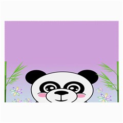 Panda Happy Birthday Pink Face Smile Animals Flower Purple Green Large Glasses Cloth (2-side)