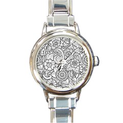 These Flowers Need Colour! Round Italian Charm Watch by Simbadda