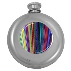 Multi Colored Lines Round Hip Flask (5 Oz)