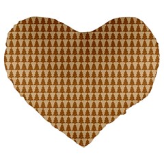 Pattern Gingerbread Brown Large 19  Premium Heart Shape Cushions by Simbadda