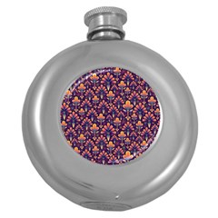 Abstract Background Floral Pattern Round Hip Flask (5 Oz)