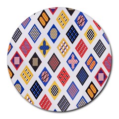 Plaid Triangle Sign Color Rainbow Round Mousepads by Alisyart