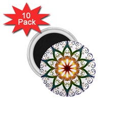 Prismatic Flower Floral Star Gold Green Purple 1 75  Magnets (10 Pack)  by Alisyart