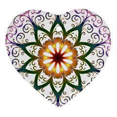 Prismatic Flower Floral Star Gold Green Purple Heart Ornament (two Sides) by Alisyart