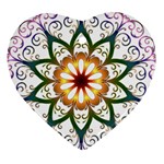 Prismatic Flower Floral Star Gold Green Purple Heart Ornament (Two Sides)