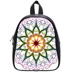 Prismatic Flower Floral Star Gold Green Purple School Bags (Small) 