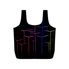 Space Light Lines Shapes Neon Green Purple Pink Full Print Recycle Bags (s)  by Alisyart