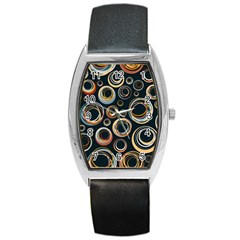 Seamless Cubes Texture Circle Black Orange Red Color Rainbow Barrel Style Metal Watch