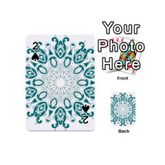 Vintage Floral Star Blue Green Playing Cards 54 (mini)  by Alisyart