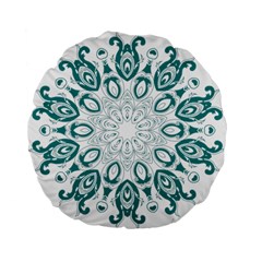 Vintage Floral Star Blue Green Standard 15  Premium Flano Round Cushions