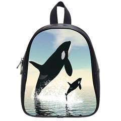 Whale Mum Baby Jump School Bags (small)  by Alisyart