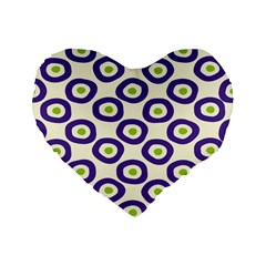 Circle Purple Green White Standard 16  Premium Flano Heart Shape Cushions