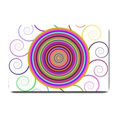 Abstract Spiral Circle Rainbow Color Small Doormat  by Alisyart