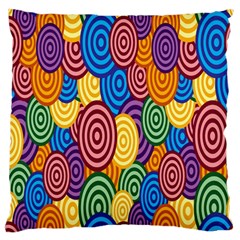 Circles Color Yellow Purple Blu Pink Orange Illusion Large Flano Cushion Case (one Side) by Alisyart