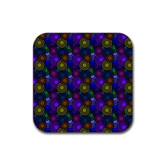 Circles Color Yellow Purple Blu Pink Orange Rubber Square Coaster (4 Pack) 