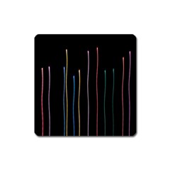 Falling Light Lines Color Pink Blue Yellow Square Magnet