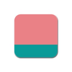 Flag Color Pink Blue Line Rubber Square Coaster (4 Pack)  by Alisyart