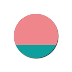 Flag Color Pink Blue Line Rubber Round Coaster (4 Pack)  by Alisyart