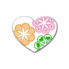 Flower Floral Love Valentine Star Pink Orange Green Heart Coaster (4 Pack) 